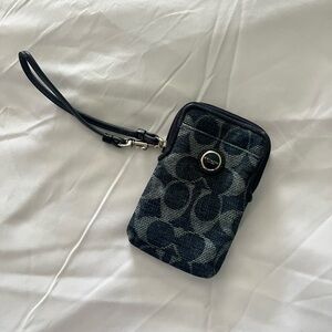 Coach Signature Denim Wristlet